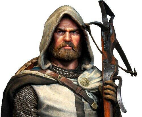 ヤングミニチュア 1/10 中世 クロスボウを持ったチュートン騎士団員 胸像 レジンキット YH1874 (人)