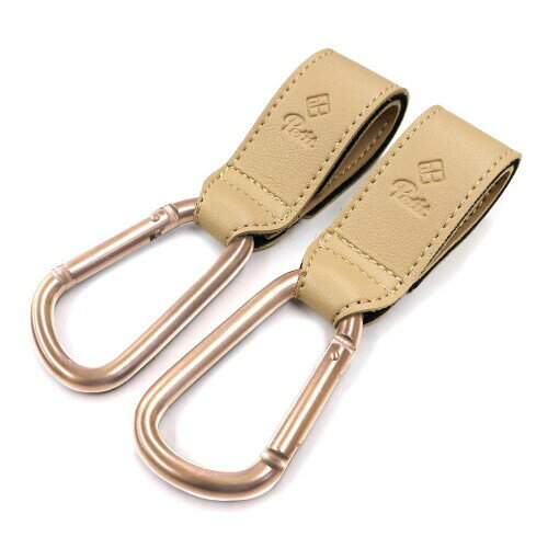 e.x.p.Petit PP カラビナフック RG-合皮ラテ ベビーカー フック 大きめ 荷物フック 耐荷重約90キロ バギー ペットカート 2本入り cbh03rg