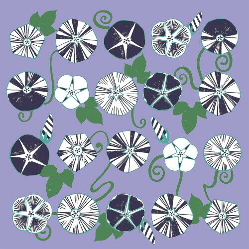 朝倉染布 超撥水風呂敷ながれ 平織 朝顔 約96×96cm