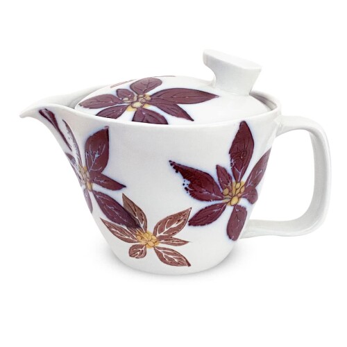 J-kitchens 勲山窯 急須 茶こし付き 240ml 1人用 ~ 2人用 波佐見焼 日本製 ポインセチア