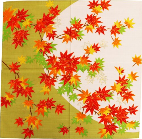 まつみ工芸 和雑貨 大判ハンカチ 心紬 もみじ小風呂敷 白