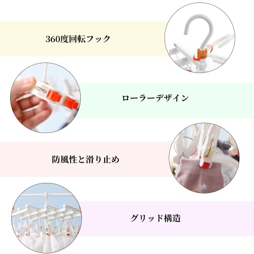 HOSUR ピンチハンガー 物干し 物干し ハンガー 洗濯干し 29ピンチ 多機能収納 360度回転フック 折りたたみ式 乾湿両用 耐荷重 濃紺（5個予備ピンチ付） 2