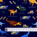 楽天ミスターポストマン楽天市場支店COLORFUL TEXTILE MARKET 発見 探検 恐竜大陸（ネイビー）ラミネート（厚み0.2mm）生地 110cmx300cm D0265630
