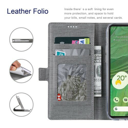 ViLi Google Pixel 8 対応 手帳型 横マグネット式 薄型 スリム 軽量 シンプル スタンド機能 カード収納 付き ケース グレー CPIX8-BFVL-K-GY