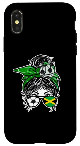 iPhone X/XS 散らかったバンヘア ジャマイカ サッカーガール ジャマイカ ジャージ フットボール スマホケース