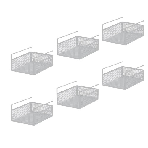 Wall Furniture - エイアイテック(AITECH) 吊り式バスケット6個セット 吊り下げ収納 棚下収納 ラック 引っ掛け キッチン収納 吊り戸棚下収納 スチール メッシュ 省スペース デッドスペース活用 差し込み式