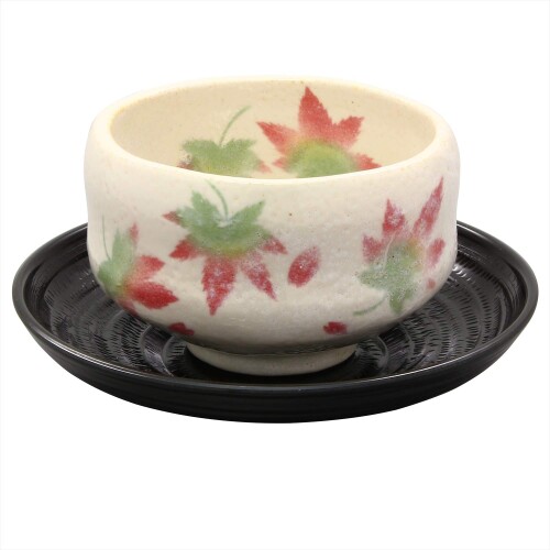美濃焼 ゆったり碗 (茶托付) 紅葉 日本製 503-04