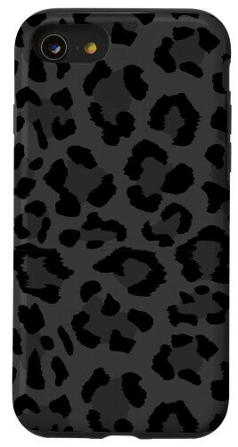 iPhone SE (2020) / 7 / 8 ブラックレオパード、ブラックチーターアニマルパターン スマホケース
