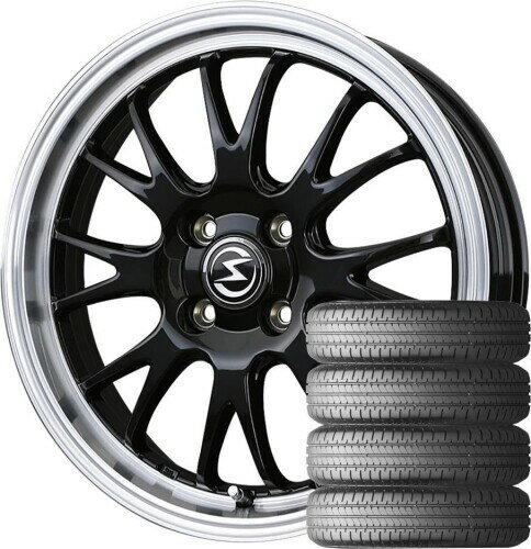 S-HOLD S-8M (15×4.5J 4-100 +45) ブラック/リムポリッシュ + BRIDGESTONE(ブリヂストン) NEWNO 165/55R15