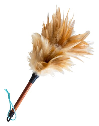ESCI ダッシュボードやデスク周りのホコリ取りに 鶏毛手作りミニ毛ばたき 茶 M11