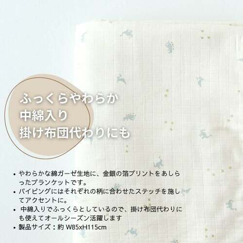 エトワールドール 箔ステッチガーゼケット ふっくらやわらか 中綿入り 85x115cm 星シルバー AS00144-SS [3]