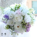 ブーケ 造花 クラッチブーケ アクアブルーC ブートニアセット ナチュラルグリーン ウェディング 結婚式 海外挙式 前撮り【送料無料】B_0207c