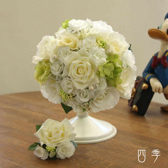 楽天Mrs.四季ウェディングブーケ アリス 薔薇＆ローズ ラウンドブーケ 造花 結婚式 海外挙式 前撮り【送料無料】B_0184