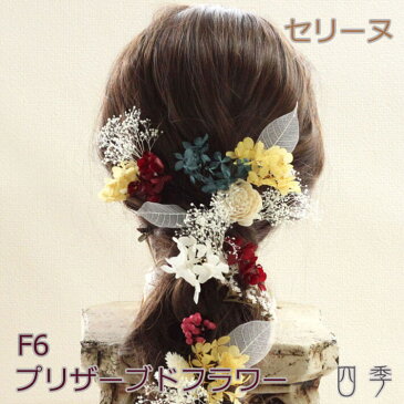プリザーブドフラワー 髪飾り セリーヌ 4色ヘッドドレス かすみ草 成人式 卒業式 ドライフラワー【送料無料】H_0378