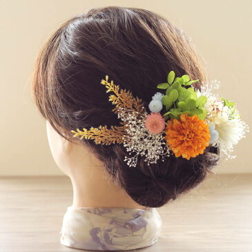 プリザーブドフラワー ドライフラワー 髪飾り ニコル Bグリーン ヘッドドレス かすみ草 ウェディング 造花 成人式 卒業式 和婚 ブライダル 色打掛 花嫁 白 袴 和風 【送料無料】K_0408b