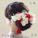 成人式 髪飾り 胡蝶蘭 七条 Fレッド ヘッドドレス プリザーブドフラワー かすみ草 結婚式 白無垢 和装 花嫁 和婚 神前式 造花【送料無料】K_0412f