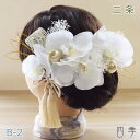 成人式 髪飾り 胡蝶蘭 二条 B-2 ヘッドドレス プリザーブドフラワー かすみ草 ドライフラワー 結婚式 白無垢 和装 ホワイト 神前式 【送料無料】K_04...