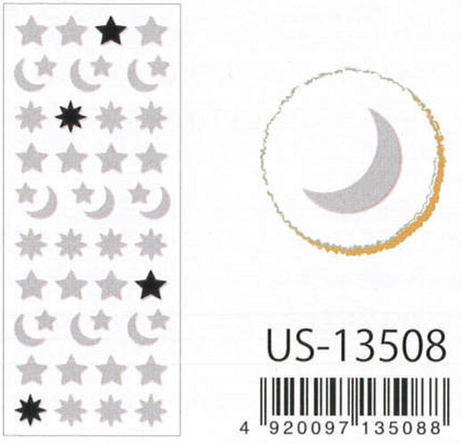 Clothes.Pin　Seal Collection グリッターシール　/シルバーほしとつき　US-13508