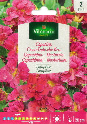 【フランスの草花の種】Vilmorin社 ナスタチューム エディブルフラワー チェリーピンク 八重の花びらのナスタチウム Cherry Rose【固定種】 V-115F 無農薬で栽培して食用として