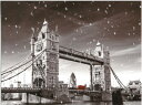 【クリスマスカード】イギリスクリスマスカード★Tower Bridge　1枚　※封筒つき　ホログラム箔のグリーティングカード　CGX0114 ※雪はラメでキラキラしています。の商品画像