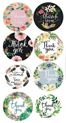 【メッセージシール】Thank you 　ボタニカル　サンキューラベル　40枚（8柄×5セット）