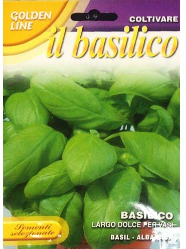 バジル・ドルチェlargo dolce per vasi 甘い芳香のある大葉タイプのバジルで 古くから栽培されている品種です。 ライトグリーンの葉色も優しい感じで とっても素敵です！ 名前の通り、アイスクリームなどの デザートにも使えそうなバジルですね♪ 生産地：イタリア 内容量：10g 発芽率：65％ *種子の薬品消毒はしておりません。