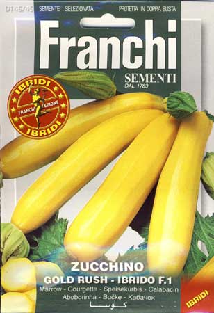 【イタリアの野菜の種】 FRANCHI社 ズッキーニgold rush ハイブリッドF1 《F1種》146/45