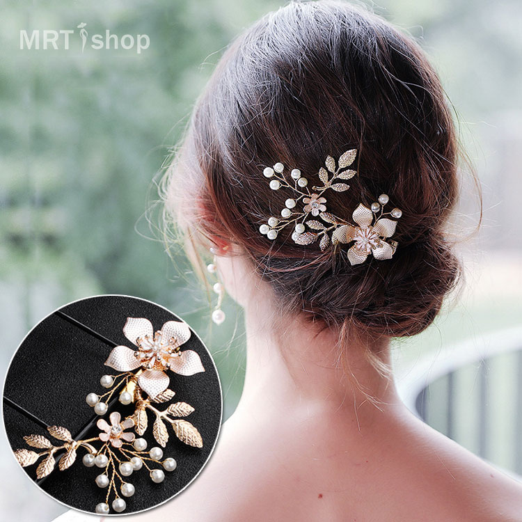 ウェデイング ヘッドドレス 小枝アクセサリー 小枝 クリップ ヘッドコサージュ 髪飾り ビジュー ゴールド 花 フラワー ティアラ ブライダル 花嫁 結婚式 ブ...