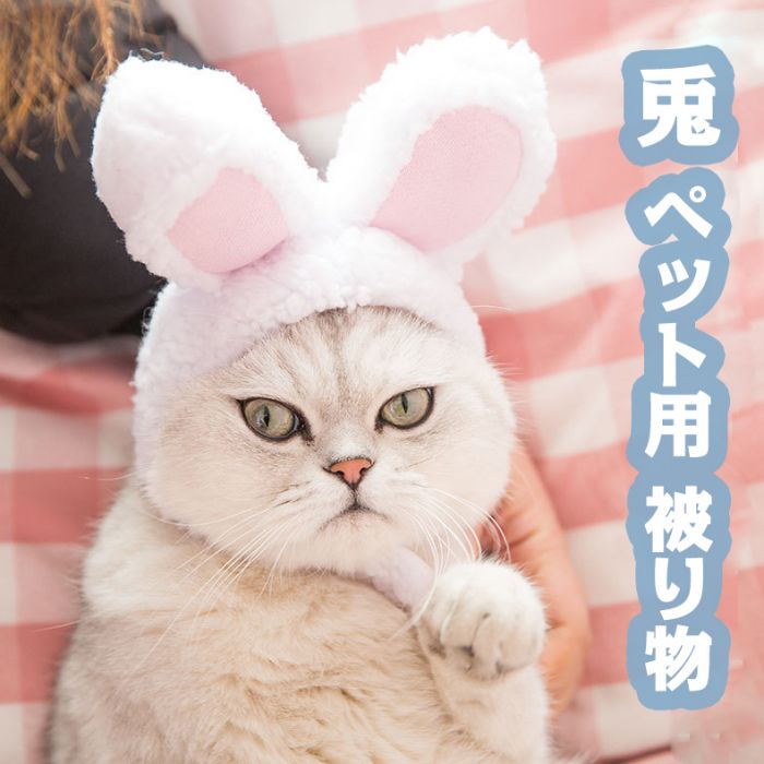 ペット用 被り物 うさぎ 猫 癸卯 兎 コスプレ ハロウィン ペット 年賀状 干支 ウサギ帽子 かわいい ネコ 仮装 コスチューム フェイクファー 小型犬 小型犬 送料無料