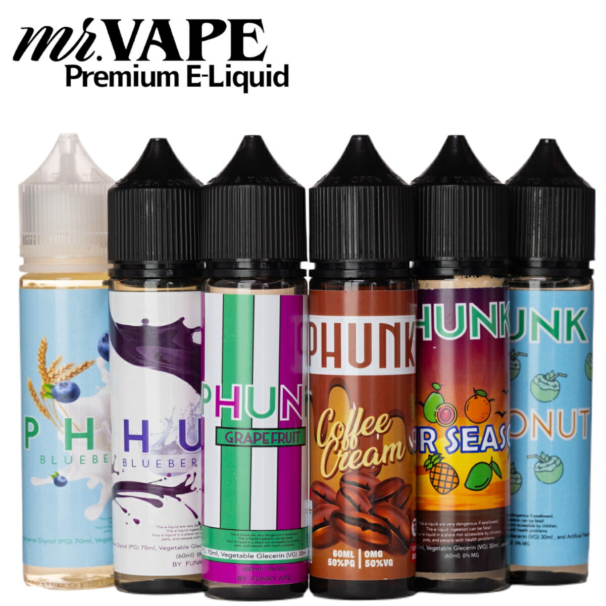  PHUNK 電子タバコ vape ベイプ リキッド ブルーベリー ミルク シリアル グレープフルーツ ブルーベリージャム オレンジ パイナップル グアバ マンゴー ココナッツ 禁煙 節煙 アロマ