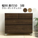押入れ クローゼット タンス チェスト 衣類 収納 キャスター付き すき間収納 幅90 奥行50 3段 収納家具 収納チェスト 国産 完成品【送料無料】北海道・...