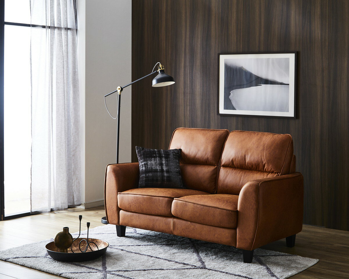 ソファー ソファ ファブリックレザー ポケットコイル 2人掛け 2人用 幅150cm 北欧 ナチュラル おしゃれ キャメル ベージュ 【送料無料】北海道 東北 沖縄 離島は別途お見積り マラソン 新生活 大川 木工祭