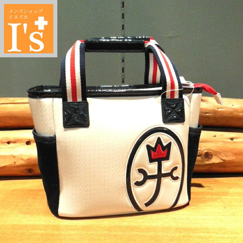 【通年定番 新作 春夏秋冬】CASTELBAJAC （カステルバジャック）エンブレムロゴ×トリコロールカラー デザイン 軽量 小タイプ トートバック ホワイトベース サイドメッシュポケット 【縦20cm×横24.5cm×マチ幅14cm】 バジャック服 小物 ブランド ゴルフ 服