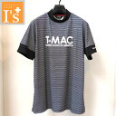 30%OFF【春夏 お買い得 OUTLET SALE】T-MAC(ティーマック)ボーダー×袖口切替し デザイン 半袖 モックネック ストレッチ Tシャツ ブラックベース 【48(LL)】 オッジ ティーマック服 アウトレット セール ブランド ゴルフ 服 トップス
