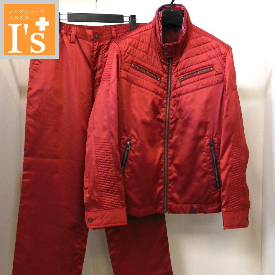 50%OFF【秋冬 お買い得 OUTLET SALE】Santa fe (サンタフェ）シンプル×ライダース風 デザイン 総裏地付き ブルゾン パンツ 上下セット販売【ブルゾン48 パンツ46（70～85cm）】 ワインレッド イグルス サンタフェ服 セール アウトレット ブランド ゴルフ 服 トップス