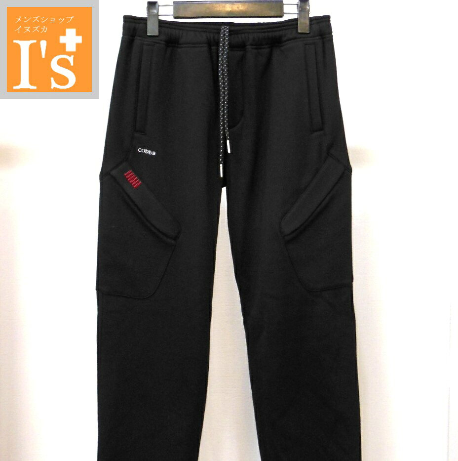25%OFF【2025 新作 秋冬SALE】CODE:B（コードビー）カーゴパンツ調×ロゴ・レッドステッチ デザイン 裏地あったか加工 イージーパンツ・ジョガーパンツ ブラック（黒色）【46(M74～】 コードビー服 セール ブランド ゴルフ 服 上下セットアップで使えるブルゾン別売り