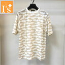 40%OFF【春夏 お買い得 OUTLETSALE】LAZY HILLS(レズィーヒル)凹凸×波 デザイン 半袖 丸首 麻綿 ニット Tシャツ ホワイト×ベージュ 【48(L)】 オリエント レズィーヒル服 カプリ capri アウトレット セール ブランド ゴルフ 服 日本製 トップス