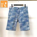 35%OFF【春夏秋冬 お買い得 OUTLET SALE】Santafe(サンタフェ)ボタニカル柄×染め抜き デザイン ストレッチ スリム 短パン 半ズボン 【46(M)72~78】 インディゴブルー ウエストストレッチ イグルス サンタフェ服 アウトレット セール ブランド ゴルフ 服 日本製 ボトムス