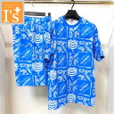 50%OFF【春夏 お買い得 OUTLET SALE】PAGELO(パジェロ))市松模様 モノグラム×ポップアートモチーフ デザイン ストレッチ Tシャツ& イージー短パン 上下セット ブルーベース 【L】 アンジェロ パジェロ服 アウトレット セール ブランド ゴルフ 服 トップス ボトムス