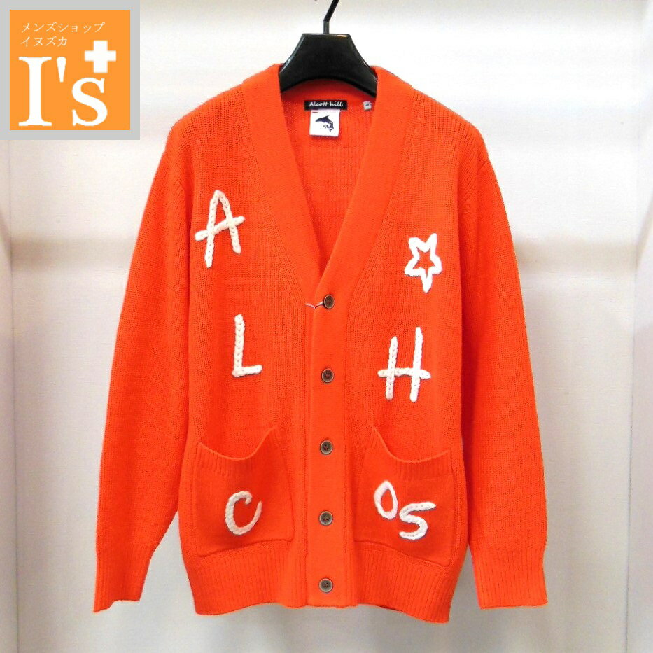 【2025 新作 秋冬】Alcott Hill（アルコットヒル）縫い×ロゴ デザイン 長袖 裏地無し ウール混 カーデ..