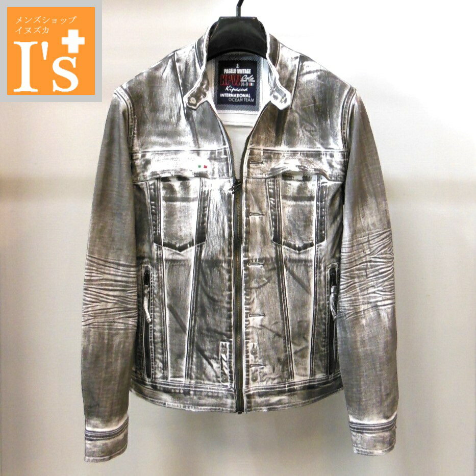 Coverall - 50％OFF【春夏 お買い得 OUTLET SALE】PAGELO（パジェロ）ムラ染め×両胸・サイドポケット デザイン ストレッチ デニム ブルゾン グレー×ホワイト 【M】【L】 アンジェロ パジェロ服 アウトレット セール ゴルフ 服