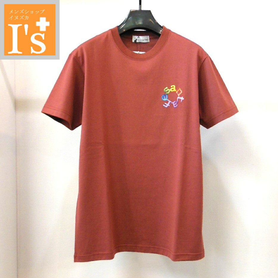 30 OFF【春夏 お買い得 OUTLET SALE】santa fe（サンタフェ）グラデーション×サークルロゴ刺繍 デザイン 半袖 丸首 Tシャツ カットソー レンガ色【48(L)】イグルスサンタフェ服 アウトレット セール ブランド ゴルフ 服 日本製