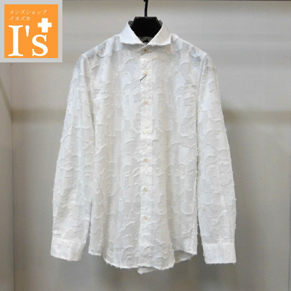 格纹衬衫 - 【2026 新作 春夏】Alcott Hill（アルコットヒル）ボタニカル柄×髭アクセント デザイン 長袖 スマート衿 綿ポリ シャツ ホワイト（白色）【46(M)】【48(L)】【50(LL)】 アンジェロ アルコットヒル服 ブランド ゴルフ 服 日本製