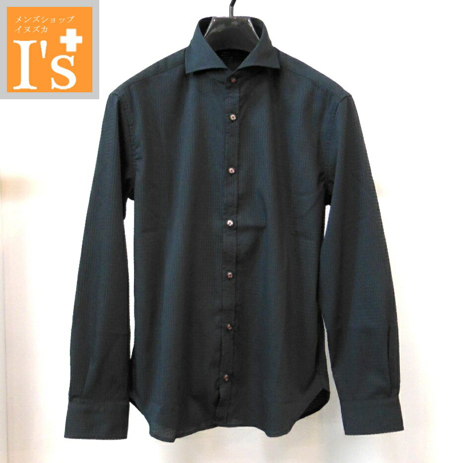 Chambray Shirts - 【2026 新作 春夏】BBCO（ビビコ）同色系×織り柄 デザイン 長袖 スマート衿 カッタウェイ ストレッチ シャツ ブラック（黒色） 【48(L)】【50(LL)】 アンジェロ ビビコ服 ブランド ゴルフ 服 日本製