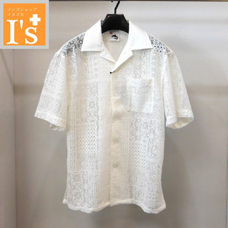 Chambray Shirts - 【2026 新作 春夏】Alcott Hill（アルコットヒル）レース柄×総メッシュ デザイン 半袖 開襟衿 ビックシルエット シャツ ホワイト（白色）【46(M)】【50(LL)】 アンジェロ アルコットヒル服 ブランド ゴルフ 服 日本製