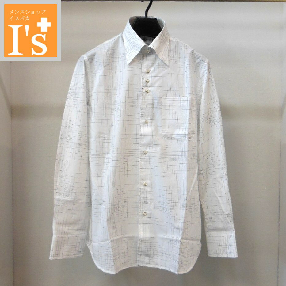 Chambray Shirts - 【2026 新作 春夏】BBCO（ビビコ）デッサン風×格子柄 三連ボタン デザイン 長袖 裏止め ボタンダウン シャツ ホワイト（白色） 【46(M)】【48(L)】 アンジェロ ビビコ服 ブランド ゴルフ 服 日本製