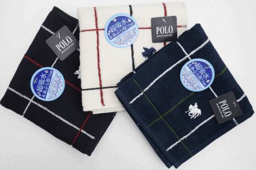 POLO ポロタオルハンカチ メンズ 吸水性抜群!! 脂取り効果もあり♪ 抗菌防臭
