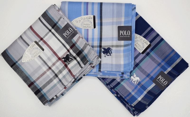 POLO　ポロハンカチ　メンズ　しわになりにくい！ラクラクケアハンカチ