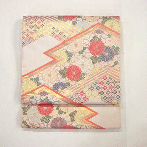 :::伝統的工芸品:::西陣織正絹本袋帯（松皮菱菊花） 　《未仕立て品・仕立て付き》