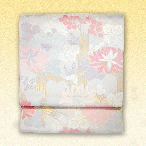 Rakuten - :::伝統的工芸品:::西陣織正絹本袋帯（垣根菊） 　《未仕立て品・仕立て付き》